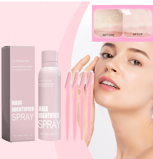Spray Dépilatoire Visage Doux avec 4 Rasoirs Sourcils - 100ml