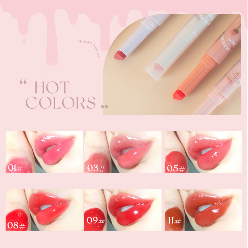Crayon Rouge à Lèvres FLORTTE First Kiss Love Stick avec Miroir - 13 Teintes