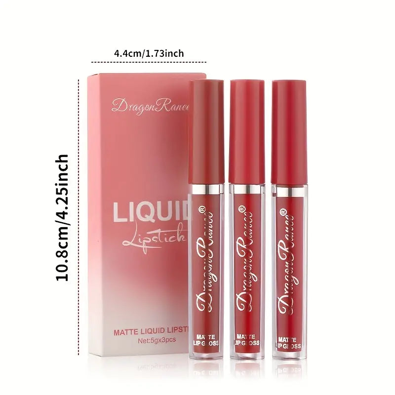 Rouge à Lèvres Mat Velours - Rouge Sexy, Rose Poudré & Brun Camée - 4 Teintes