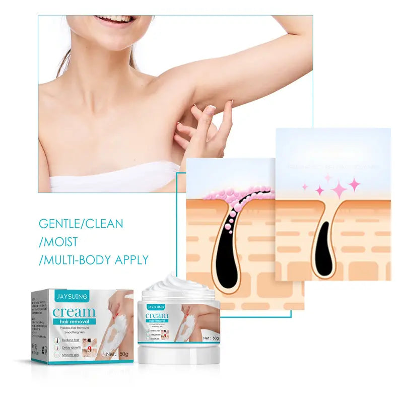 Crème Dépilatoire Instantanée Douce pour Femme et Homme - 50g