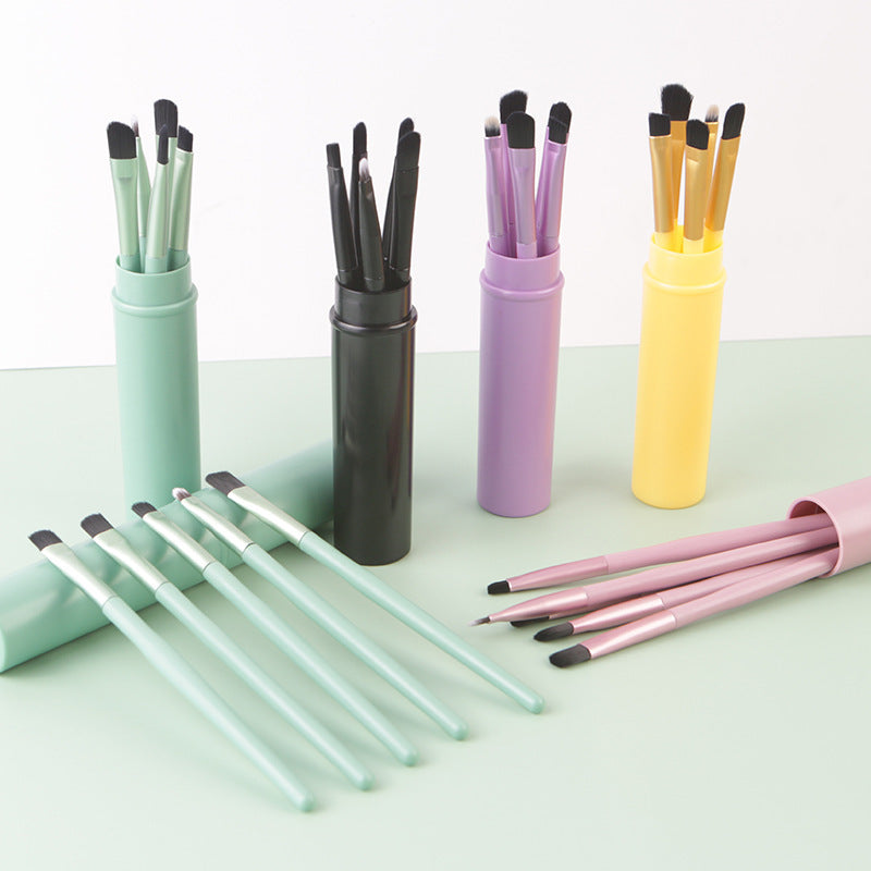 Set de Pinceaux Maquillage Portables - 5 Pinceaux Yeux en Crin