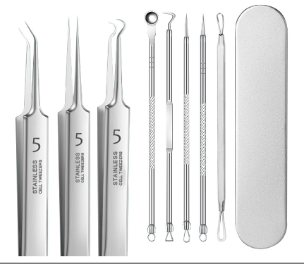 Set d'outils de précision pour l'extraction des boutons pour les soins de la peau