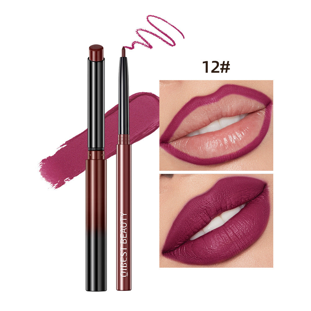 Set Crayons Contour Lèvres Mat Waterproof QIBEST - 12 Teintes Nude