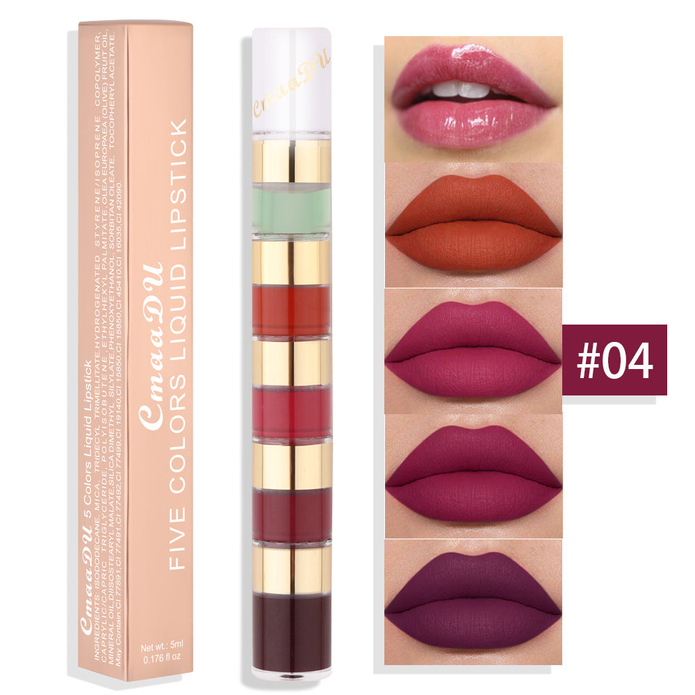 Gloss Lèvres Mat Waterproof Longue Tenue Design Bambou - 4 Teintes 5ml