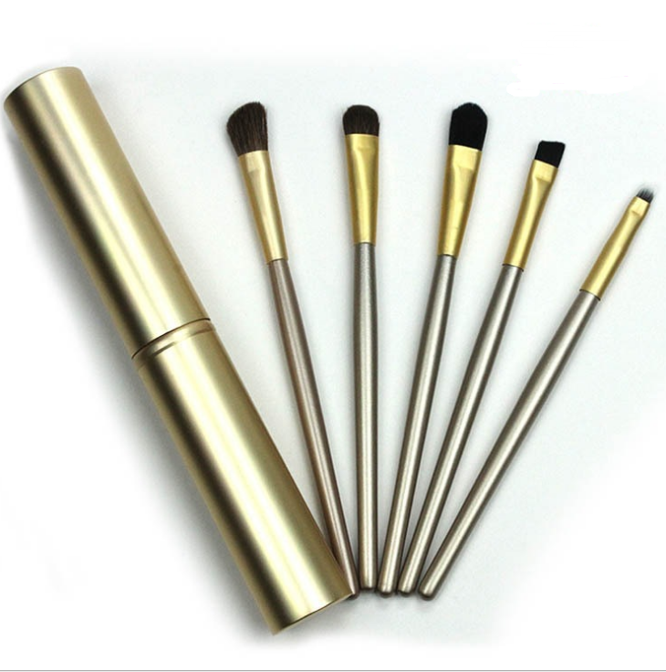 Set de Pinceaux Maquillage Portables - 5 Pinceaux Yeux en Crin