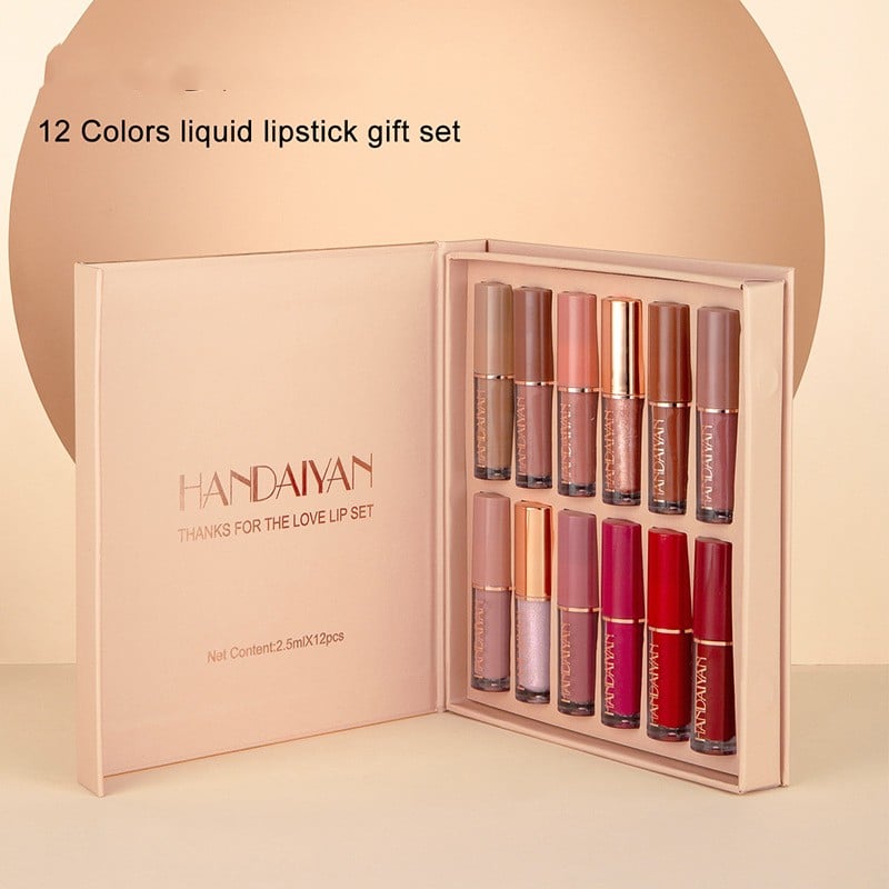 Set de 12 Rouges à Lèvres Liquides - Coffret Gloss Authentique