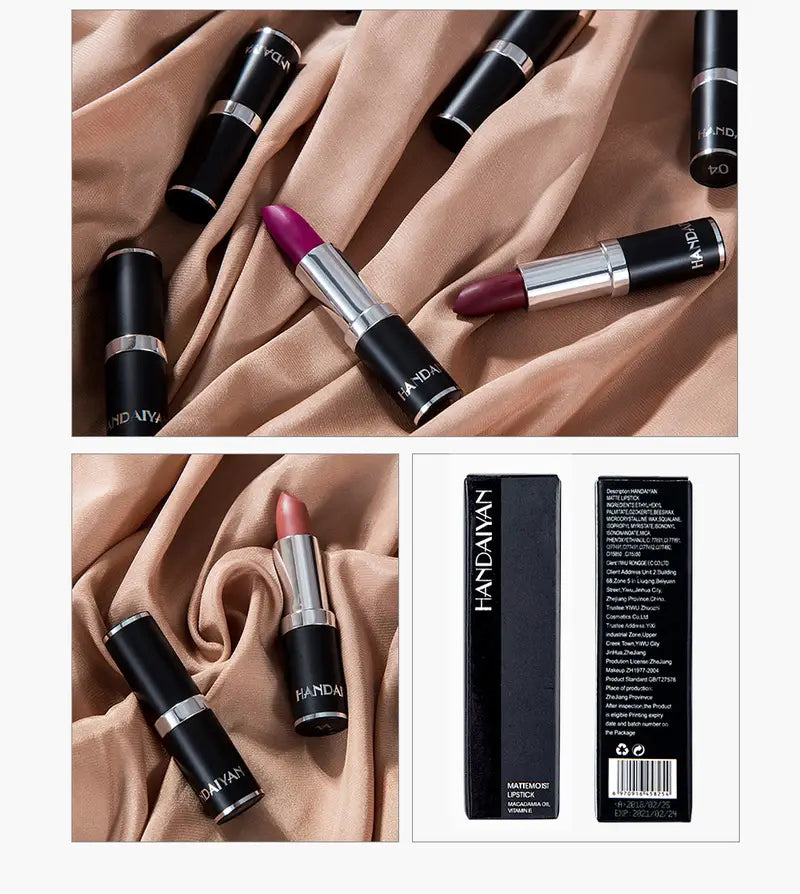 Rouge à Lèvres Mat Waterproof Longue Tenue - 12 Couleurs
