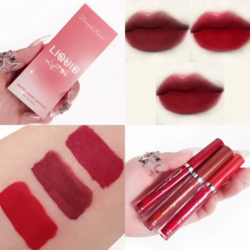 Rouge à Lèvres Mat Velours - Rouge Sexy, Rose Poudré & Brun Camée - 4 Teintes