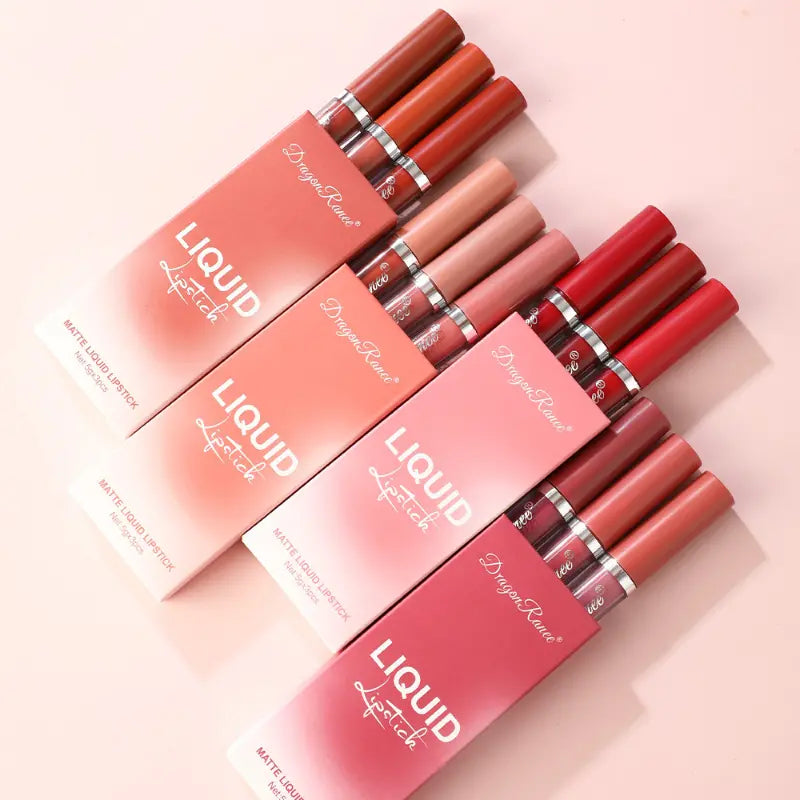 Rouge à Lèvres Mat Velours - Rouge Sexy, Rose Poudré & Brun Camée - 4 Teintes