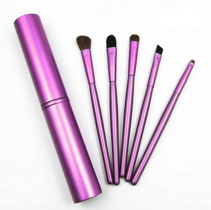 Set de Pinceaux Maquillage Portables - 5 Pinceaux Yeux en Crin