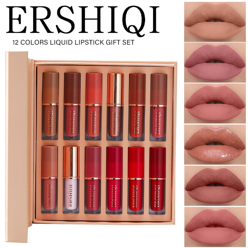 Coffret Cadeau 12 Rouges à Lèvres Hydratants Velours Mat & Brillant