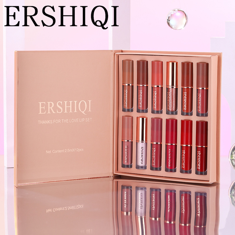 Coffret Cadeau 12 Rouges à Lèvres Hydratants Velours Mat & Brillant
