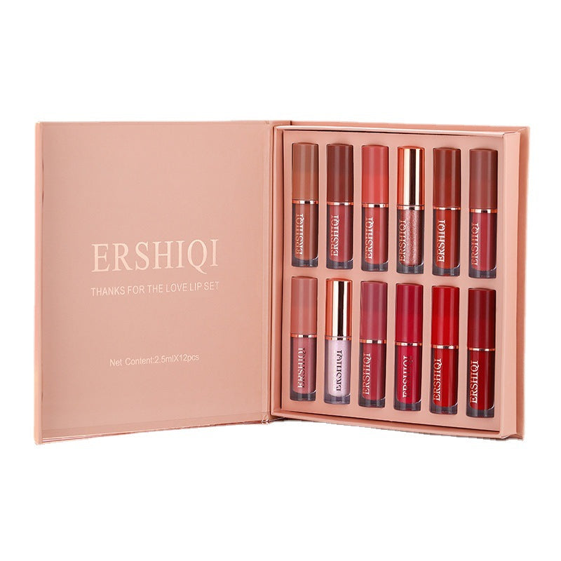 Coffret Cadeau 12 Rouges à Lèvres Hydratants Velours Mat & Brillant