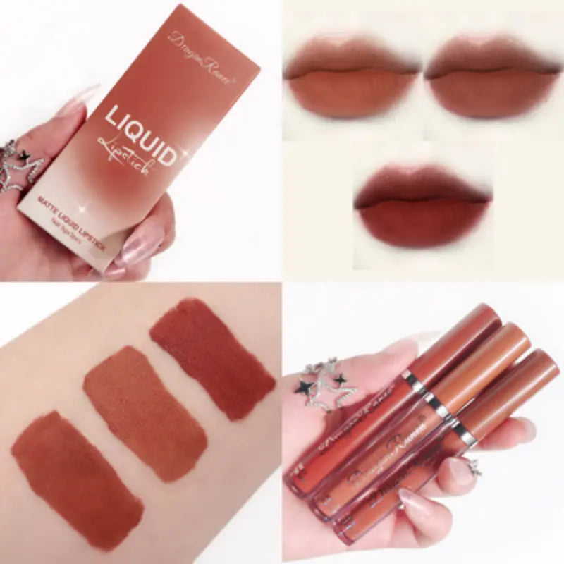 Rouge à Lèvres Mat Velours - Rouge Sexy, Rose Poudré & Brun Camée - 4 Teintes