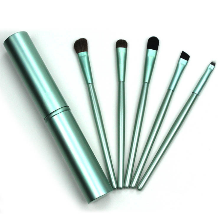 Set de Pinceaux Maquillage Portables - 5 Pinceaux Yeux en Crin